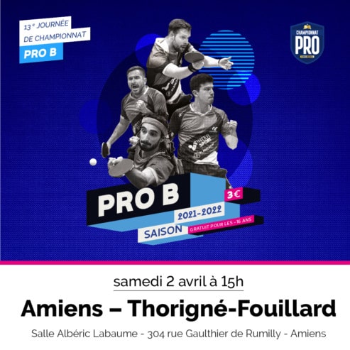 Pro B : l’Amiens STT affronte Thorigné-Fouillard le samedi 2 avril 2022 à 15h00 pour un match décisif pour la montée en Pro A