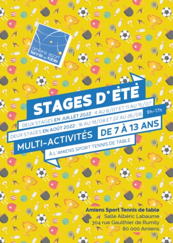 Stage estivaux multi-activités 2022 à l’Amiens Sport TT