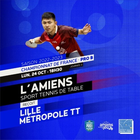 Pro B : l’Amiens Sport TT reçoit Lille le lundi 24 octobre à 18h30