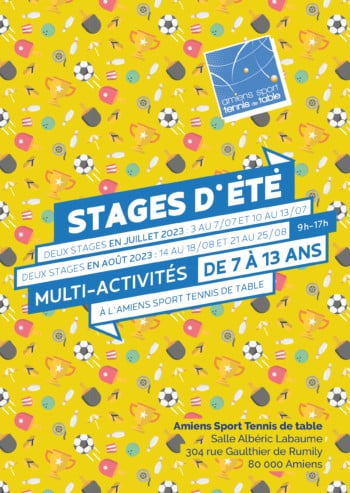 Stage estivaux multi-activités 2023 à l’Amiens Sport TT