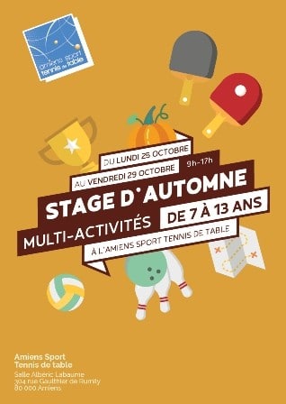 Stage multi-activités à l’Amiens Sport TT du 25 au 29 octobre 2021