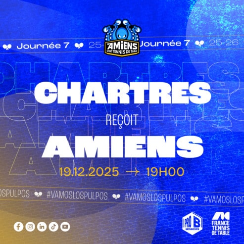 Pro B : l’Amiens STT se déplace à Chartres le vendredi 19 décembre 2025 à 19h00